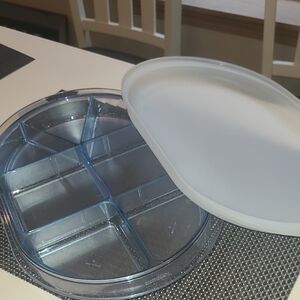 Tupperware Clear Divided Tray with White Lid